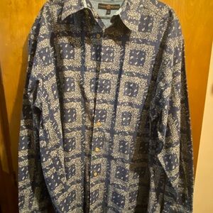Vintage Tommy Hilfiger Blue Patterned Men's Shirt. 100% Cotton.